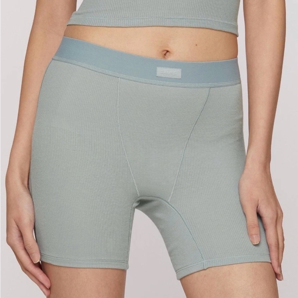 SKIMS Ribbed Blue Bike Shorts